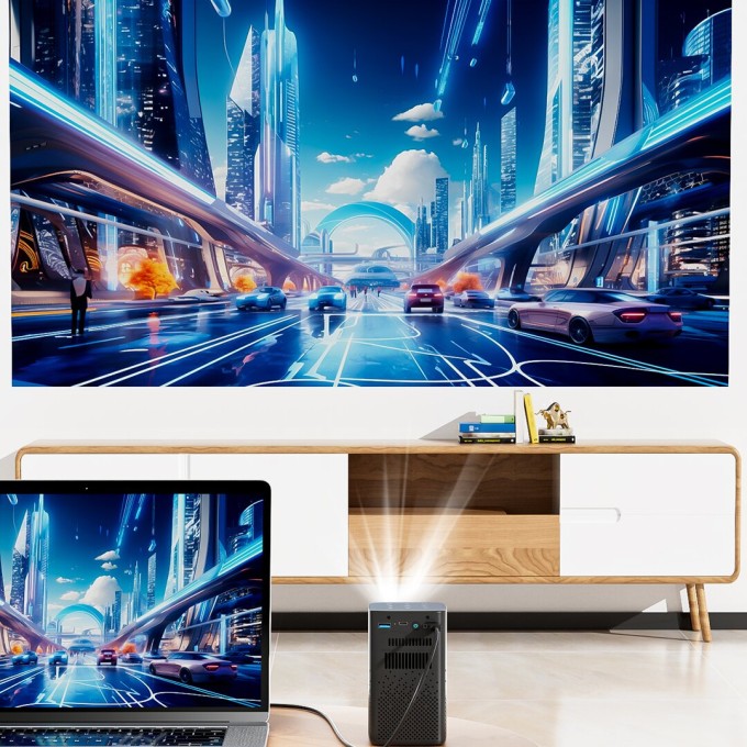 Mini přenosný projektor s baterií AERIUM P8000 DLP Wi-Fi Super Bass