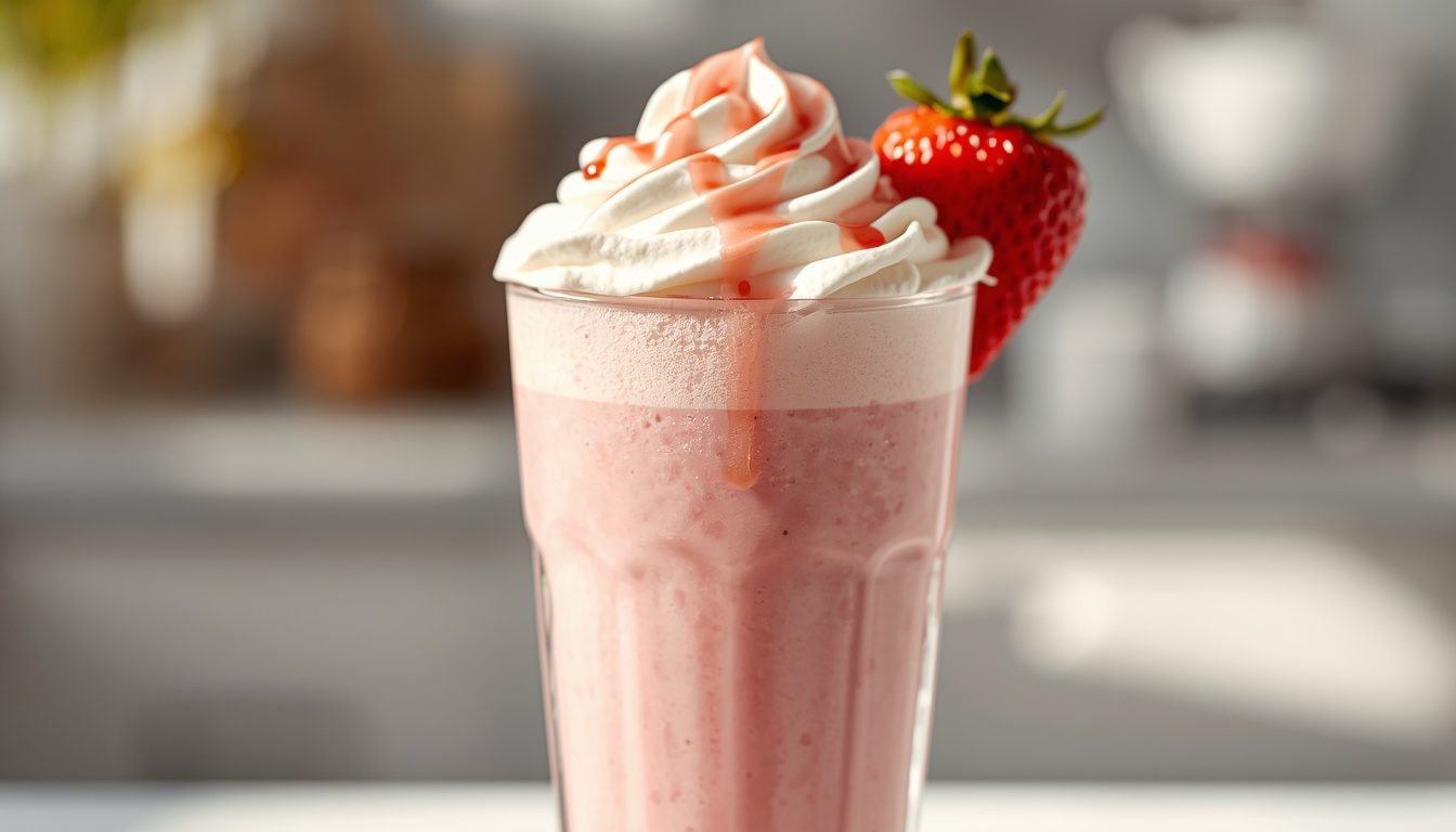 Krémový jahodový milkshake